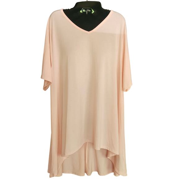 Lucky & Blessed Oversized Tunic Midi Dress NWT Med Lagenlook Peachy Pink Western - Picture 1 of 4